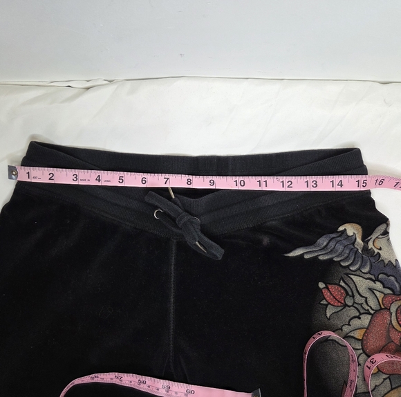 Ed Hardy Size M Luxurious BlackVelvet Sweat Pants - Picture 13 of 13